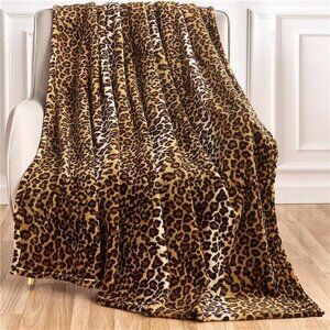 Leopard Print Blanket Fleece Throw Soft Cozy Plush Bed Sofa Travel Camping 50x60